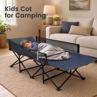 Portable Travel Toddler Cot Bed with Guardrail for Outdoor Indoor
