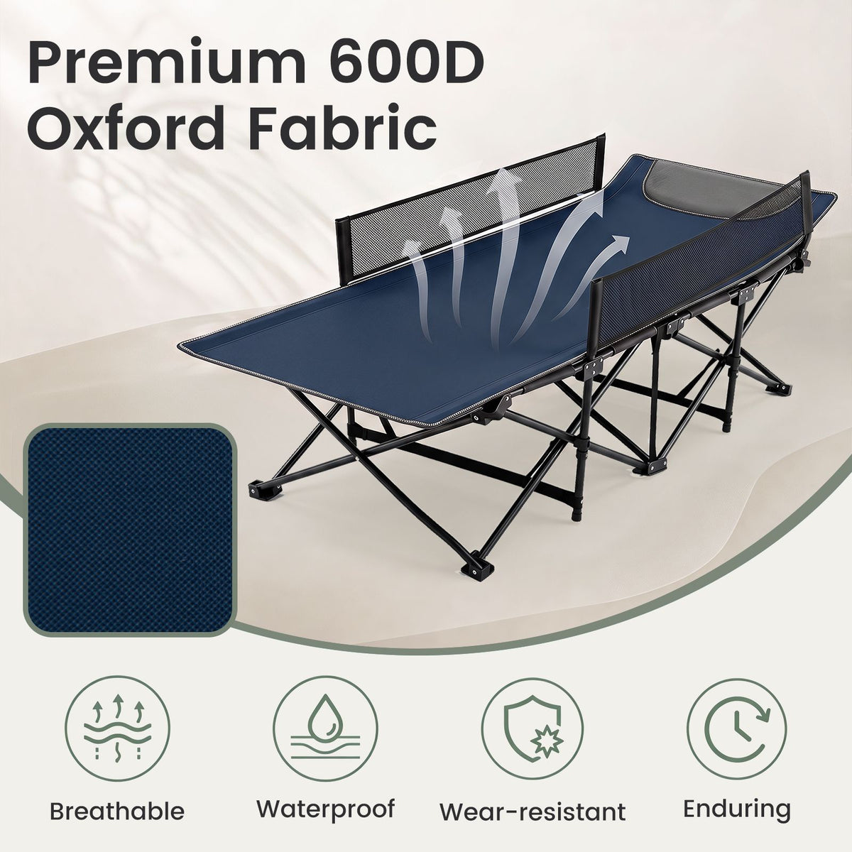 Portable Travel Toddler Cot Bed with Guardrail for Outdoor Indoor