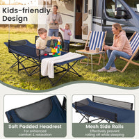 Portable Travel Toddler Cot Bed with Guardrail for Outdoor Indoor