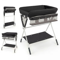 Portable Diaper Changing Station with Storage Basket Shelf and Lockable Wheels