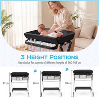 Portable Diaper Changing Station with Storage Basket Shelf and Lockable Wheels
