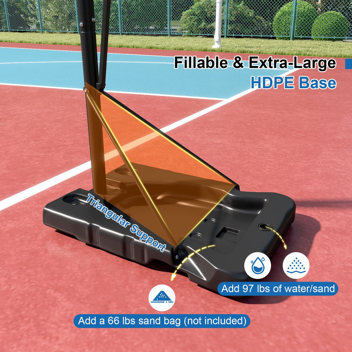 Portable Basketball Hoop 1.7-3.05 m Adjustable Basketball Goal System
