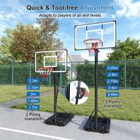 Portable Basketball Hoop 1.7-3.05 m Adjustable Basketball Goal System
