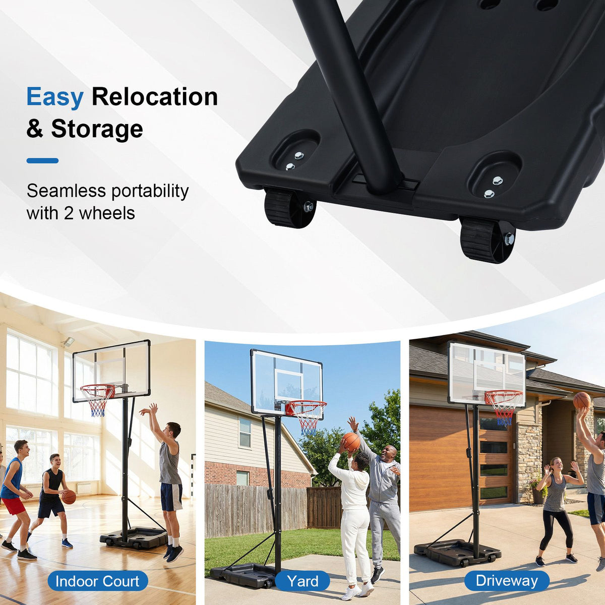 Portable Basketball Hoop 1.7-3.05 m Adjustable Basketball Goal System