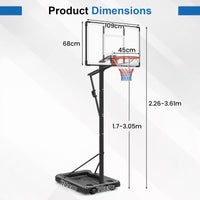 Portable Basketball Hoop 1.7-3.05 m Adjustable Basketball Goal System