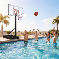 Adjustable Basketball Goal System with Wheels and Ball Storage for Kids