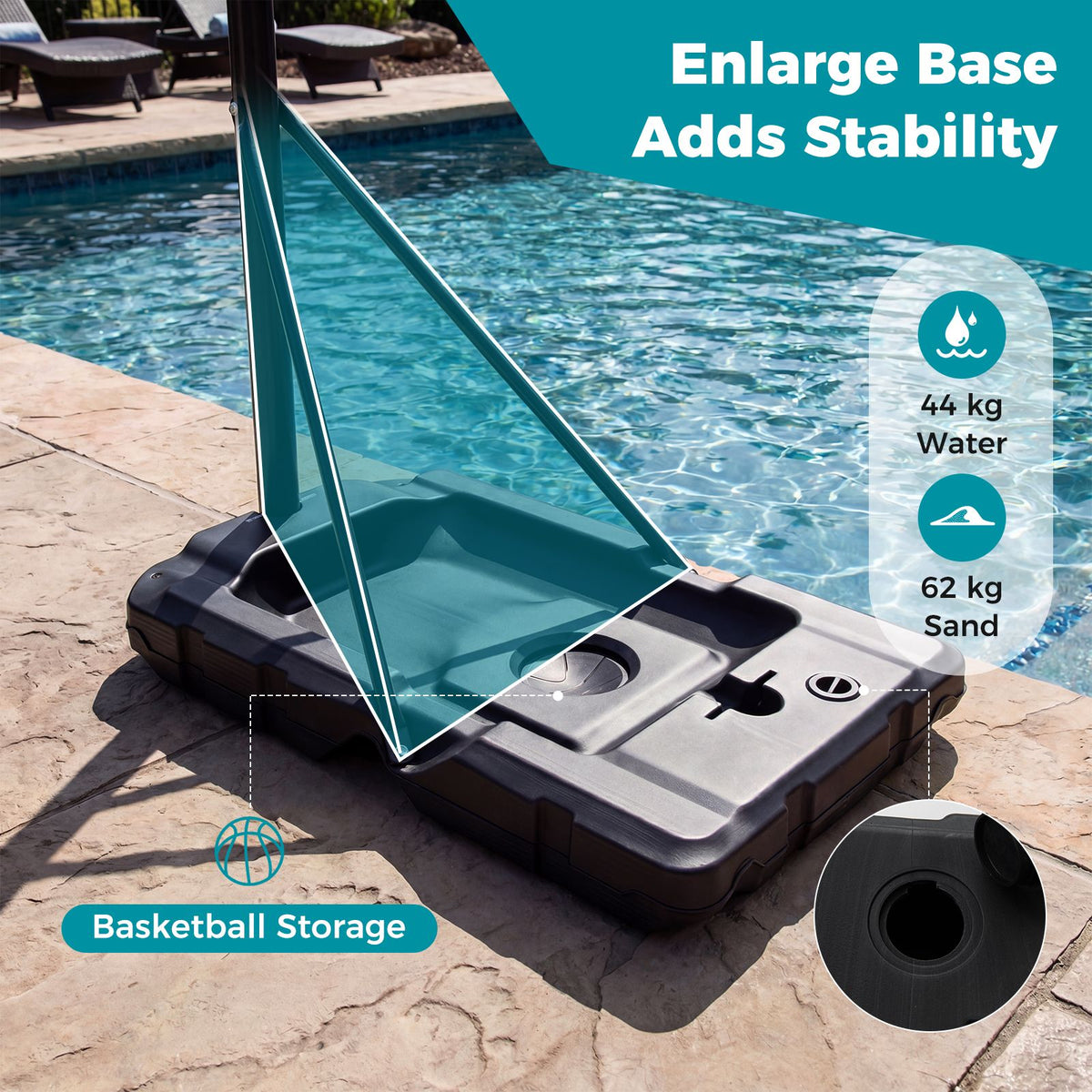 Adjustable Basketball Goal System with Wheels and Ball Storage for Kids