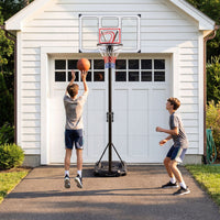 Adjustable Basketball Goal System with Wheels and Ball Storage for Kids