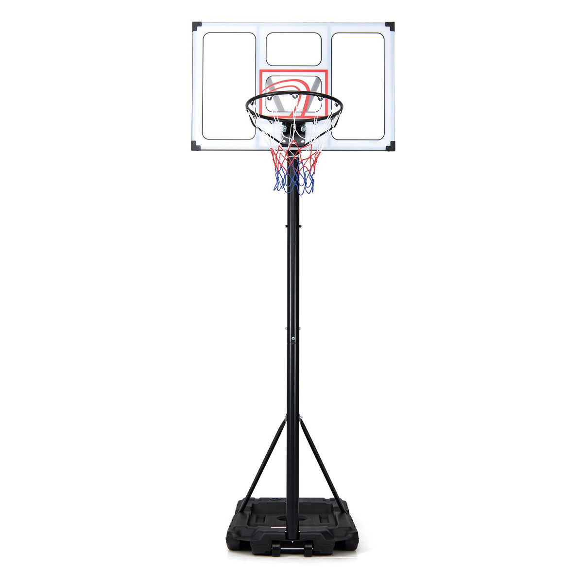 Adjustable Basketball Goal System with Wheels and Ball Storage for Kids