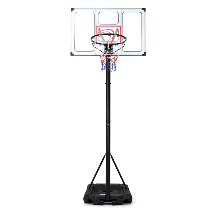 Adjustable Basketball Goal System with Wheels and Ball Storage for Kids