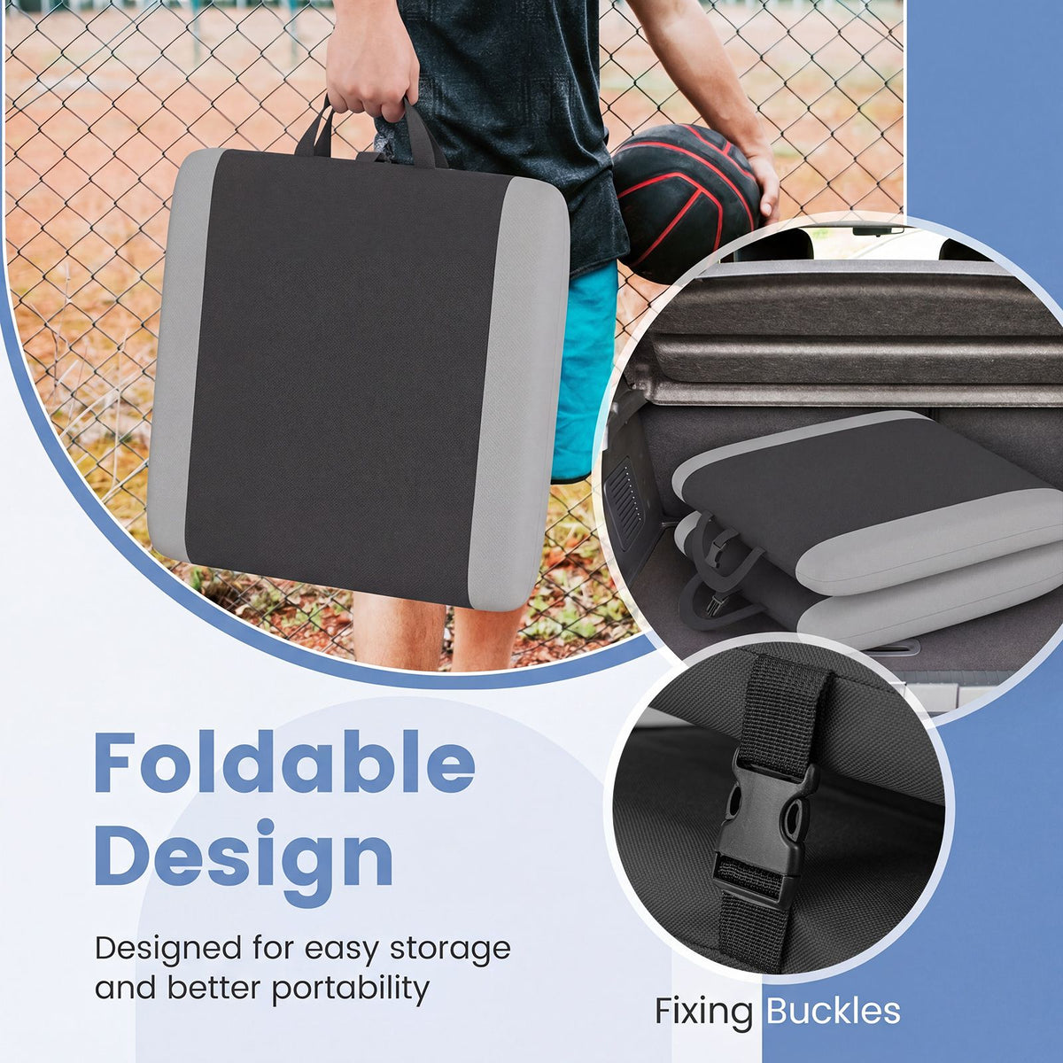 Portable Stadium Seat with 6 Reclining Positions and Armrests for Sports
