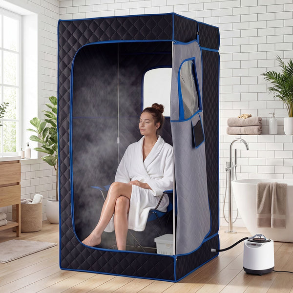 Portable Steam Sauna Box with 1200W 3L Steamer for Full Body Relaxation