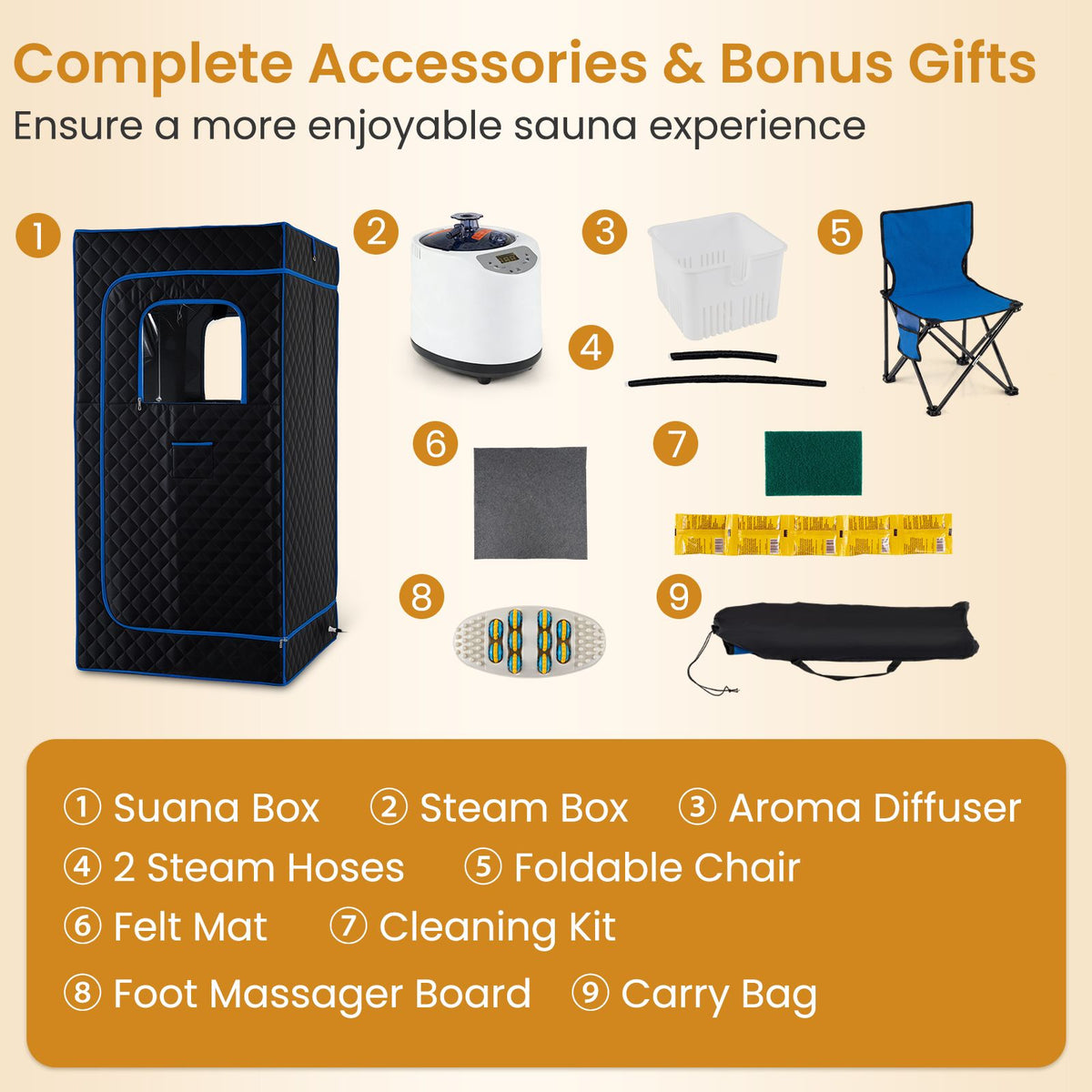 Portable Steam Sauna Box with 1200W 3L Steamer for Full Body Relaxation