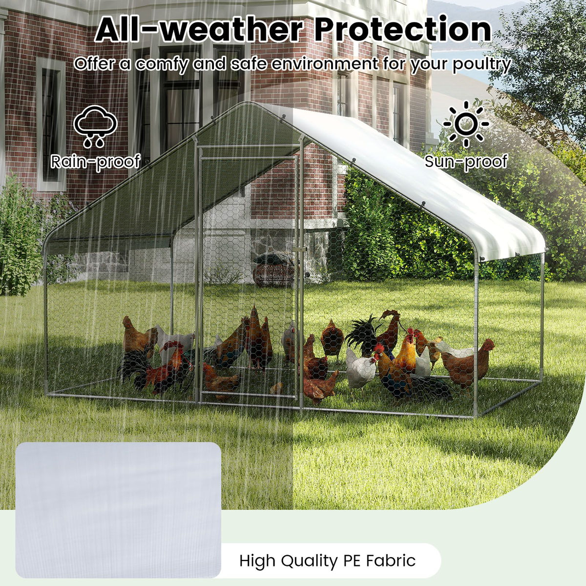 Walk-in Poultry Cage with Oxford Canopy and Hexagonal Mesh Net