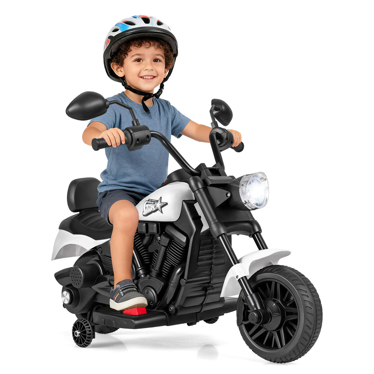 6V Battery Powered Ride on Toy with Detachable Training Wheels and Music