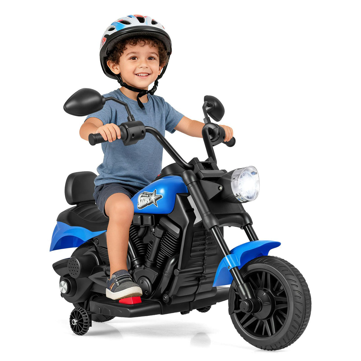 6V Battery Powered Ride on Toy with Detachable Training Wheels and Music
