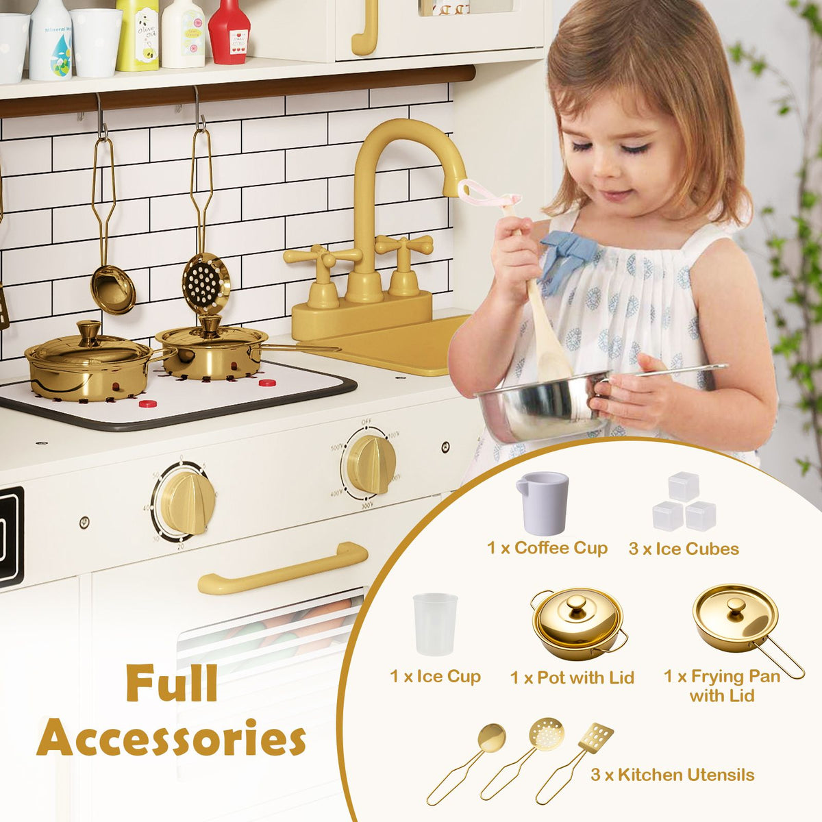 Pretend Toy Kitchen Set with Water Dispenser and Dishwasher