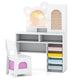 Princess Makeup Dressing Table with 3-Color Lighted Mirror and Cabinet