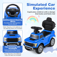 3-In-1 Toddler Push Car Licensed Ford With Ignition Sound and LED Lights