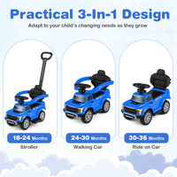 3-In-1 Toddler Push Car Licensed Ford With Ignition Sound and LED Lights