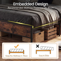 Queen Size Bed Frame with LED Lights and Charging Station for Bedroom