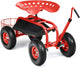 Garden Rolling Scooter w/ Storage Basket, Adjustable Seat
