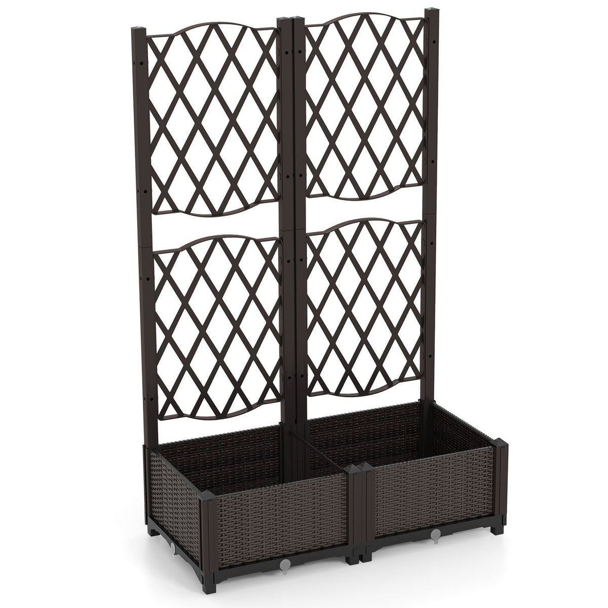 Raised Garden Bed with Trellis Double Planter Box for Climbing Plants