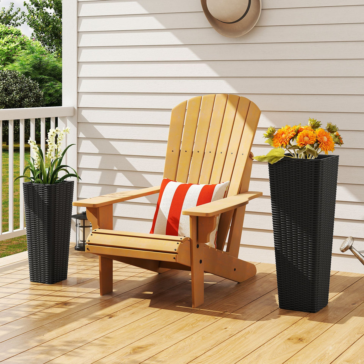Rattan Tall Planter Set of 2 Large Tapered Planters with Removable Inner Trays