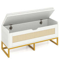 100 cm Rattan Storage Chest with Padded Seat Flip-Top