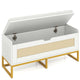 100 cm Rattan Storage Chest with Padded Seat Flip-Top