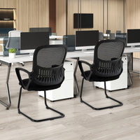 Reception Chair No Wheels with Breathable Mesh Back and Storage Basket