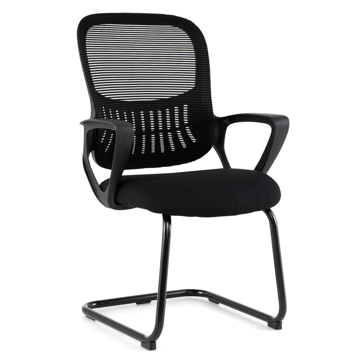 Reception Chair No Wheels with Breathable Mesh Back and Storage Basket
