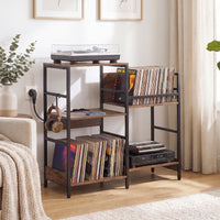 Large Record Player Table with Storage for Bedroom or Living Room