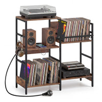 Large Record Player Table with Storage for Bedroom or Living Room