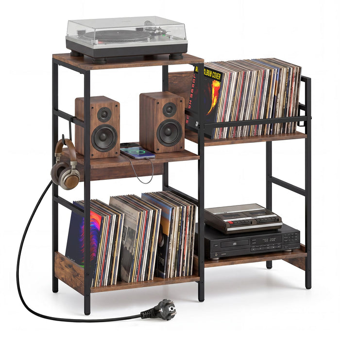 Large Record Player Table with Storage for Bedroom or Living Room