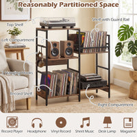 Large Record Player Table with Storage for Bedroom or Living Room