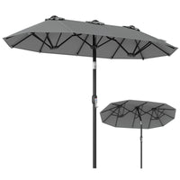 Rectangle Outdoor Market Umbrella with 12 Ribs for Pool Garden Deck