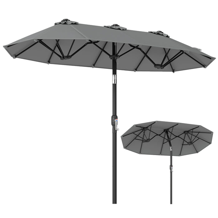 Rectangle Outdoor Market Umbrella with 12 Ribs for Pool Garden Deck