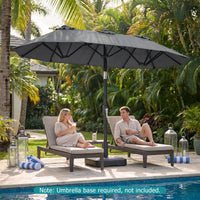 Rectangle Outdoor Market Umbrella with 12 Ribs for Pool Garden Deck