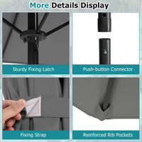 Rectangle Outdoor Market Umbrella with 12 Ribs for Pool Garden Deck