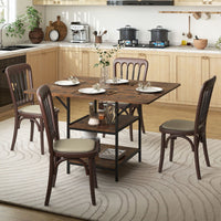 120 cm Rectangular Kitchen Table with 2-tier Storage Shelves and Metal Legs