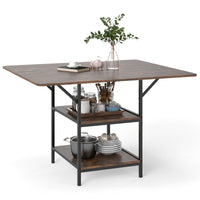120 cm Rectangular Kitchen Table with 2-tier Storage Shelves and Metal Legs