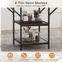 120 cm Rectangular Kitchen Table with 2-tier Storage Shelves and Metal Legs