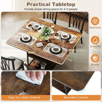 120 cm Rectangular Kitchen Table with 2-tier Storage Shelves and Metal Legs