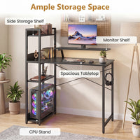 Reversible Computer Desk with RGB LED Lights and USB Type C Ports for Office