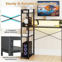 Reversible Computer Desk with RGB LED Lights and USB Type C Ports for Office