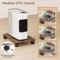 Reversible Corner Computer Desk with Charging Station and Storage Hutch