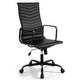 Ribbed Office Chair High Back PU Leather for Home Office