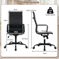 Ribbed Office Chair High Back PU Leather for Home Office