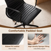Ribbed Office Chair High Back PU Leather for Home Office